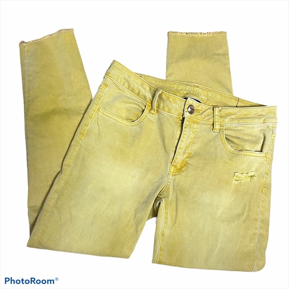 American Eagle Outfitters Denim - Mustard Yellow AE Distressed Skinny Jeans